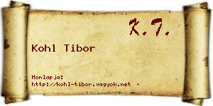 Kohl Tibor névjegykártya